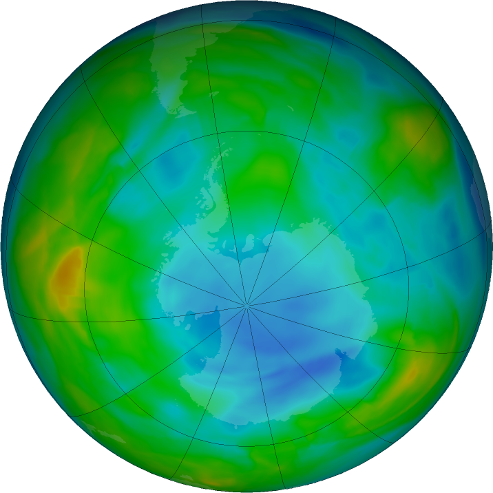 Antarctic ozone map for 13 June 2018